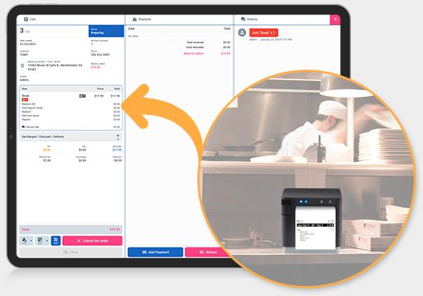 Automated order printing for kitchen AZCPOS